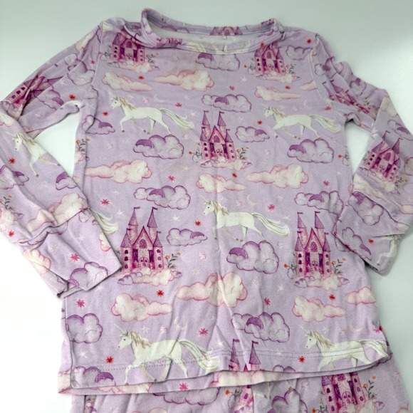 Posh Peanut Girls 2T Unicorn Castle Bamboo Lilith Pajama Set Lavender Pink - Picture 3 of 6